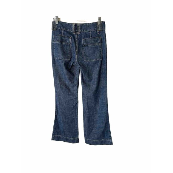 Tommy Hilfiger Dark Wash Cuffed Mid Rise Trouser Jeans Size 2S Flare Denim - Picture 2 of 10